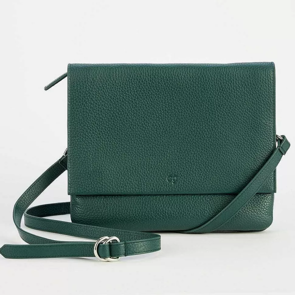 New Forest Green Pebble Leather Relaxed Hoxton Satchel Colourful Bags