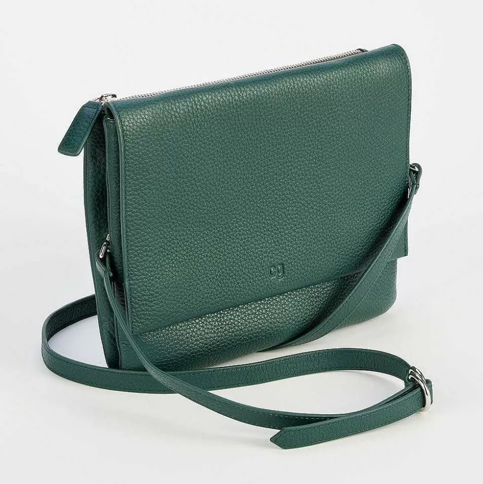 New Forest Green Pebble Leather Relaxed Hoxton Satchel Colourful Bags