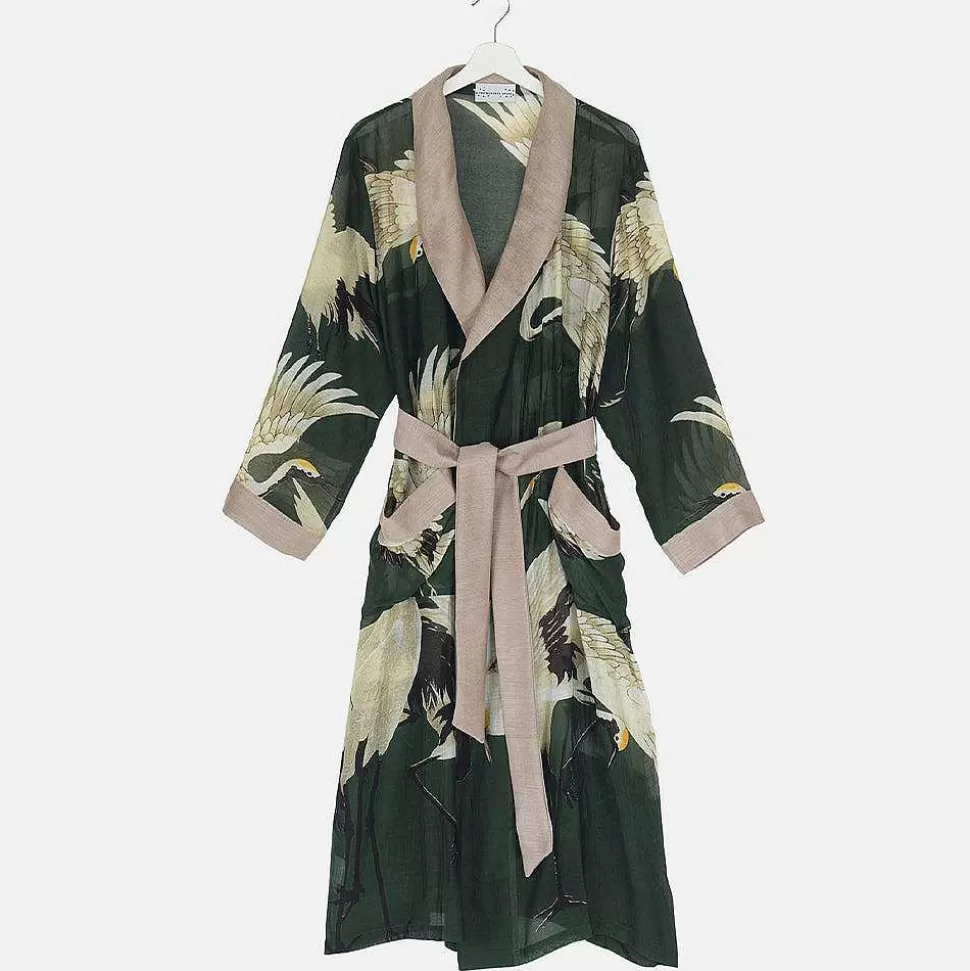 Shop Forest Green Stork Lightweight Gown Dressing Gowns