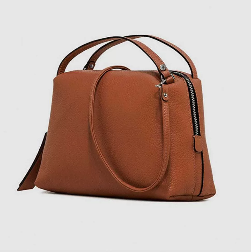 Shop Ginger Leather Large Alifa Bag Crossbody Bags