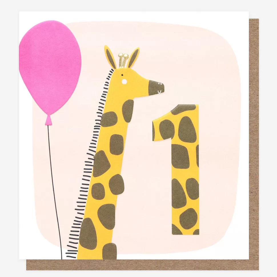 Cheap Giraffe 1St Birthday Card For Kids