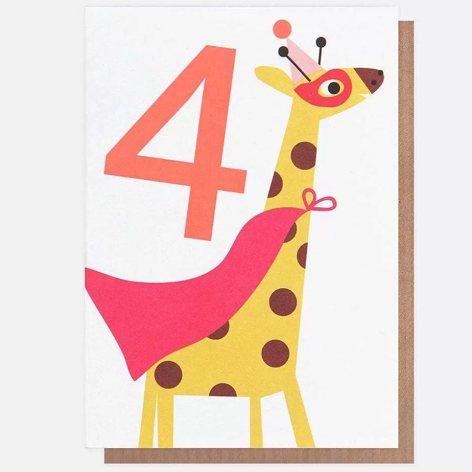 Best Giraffe Superhero 4Th Birthday Card By Age