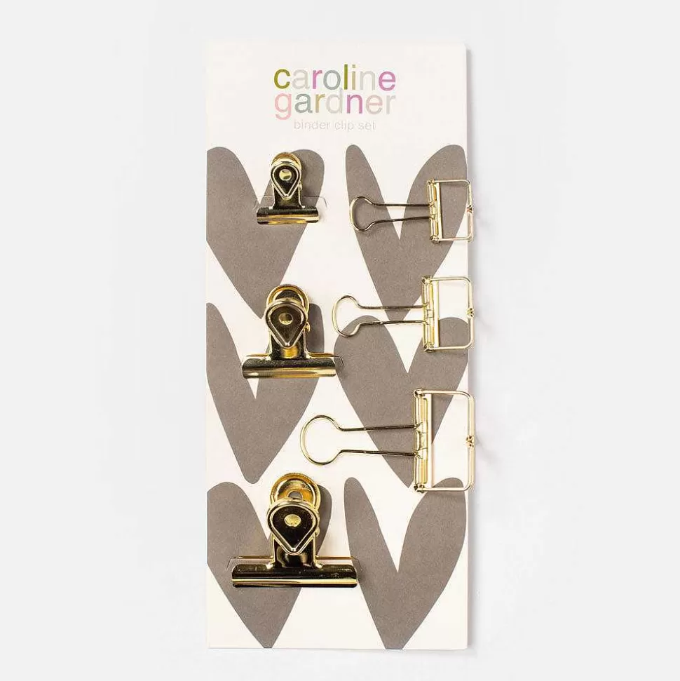 New Gold Bulldog Clips Set Of 6 Home Office