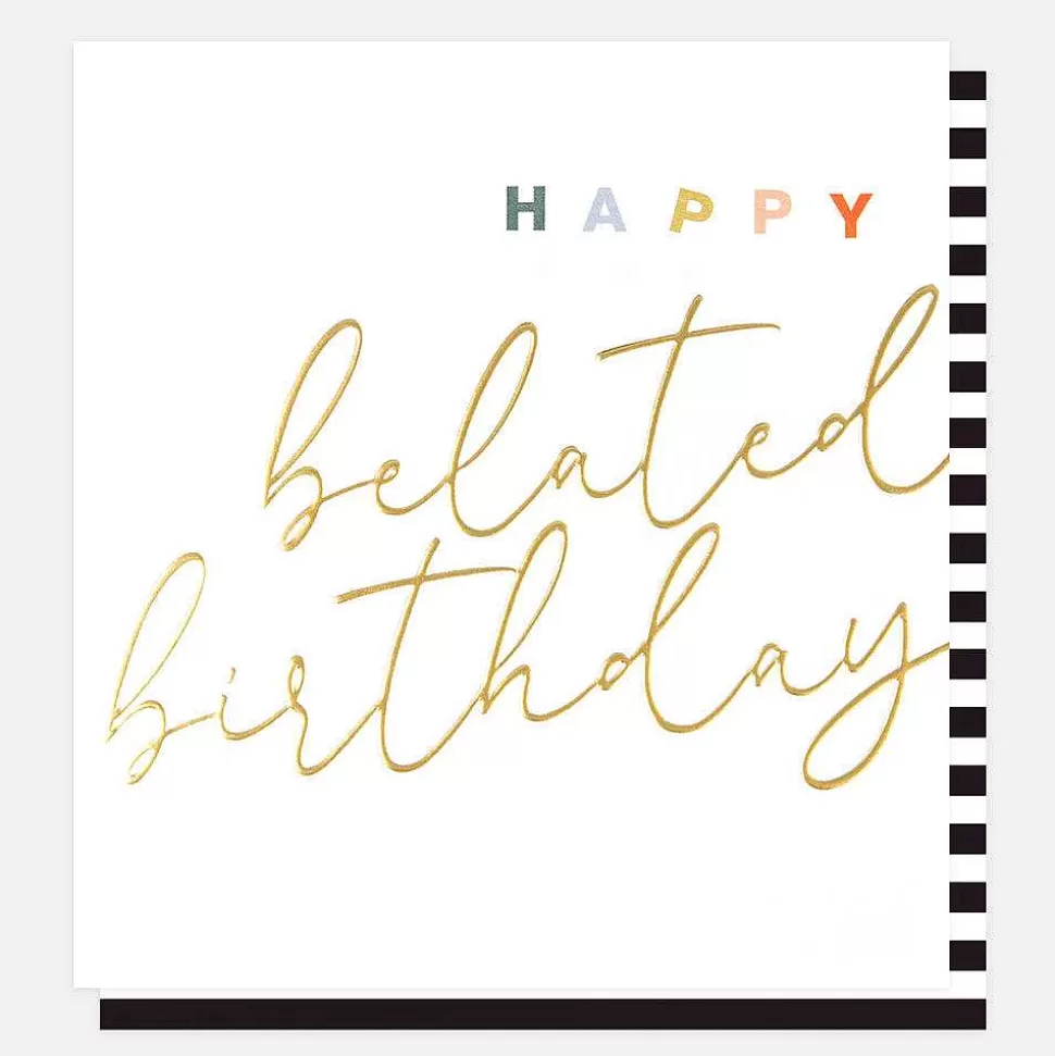 Discount Gold Calligraphy Belated Birthday Card New Cards