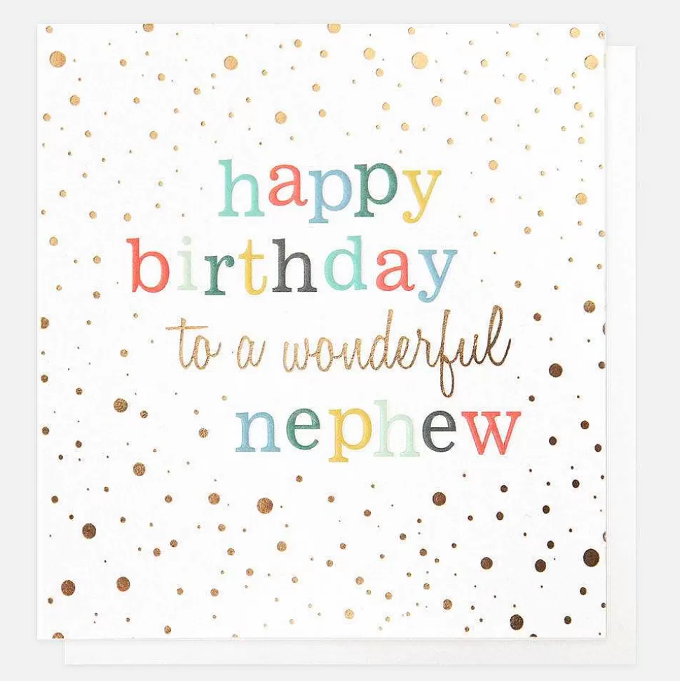 Fashion Gold Confetti Birthday Card For Nephew Male Relation