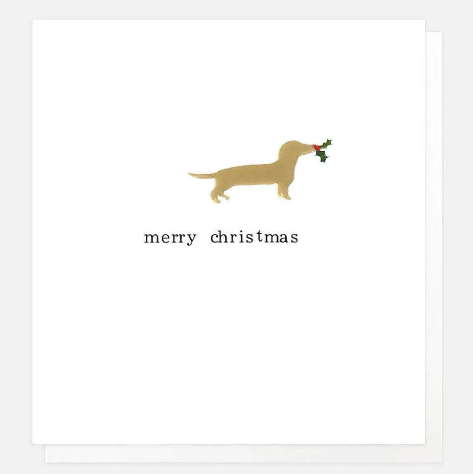 Cheap Gold Foil Embossed Sausage Dog Christmas Card Christmas Cards