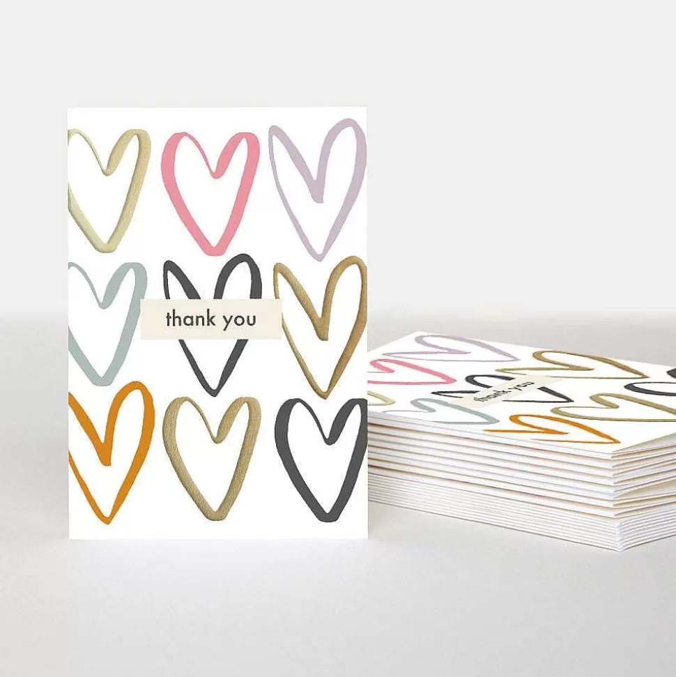 New Gold Foil Hearts Thank You Notecards Pack Of 10 Packs Of Cards