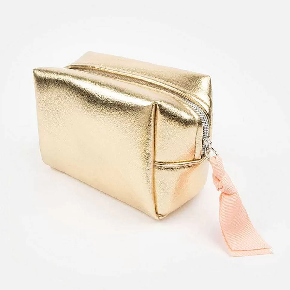 Cheap Gold Mini Cube Cosmetic Bag Cosmetic Bags & Wash Bags