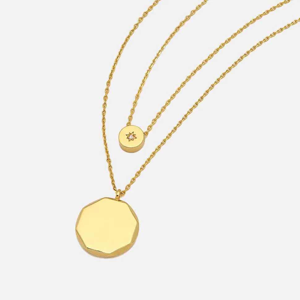 Sale Gold Plated Double Pendant Necklace Necklaces