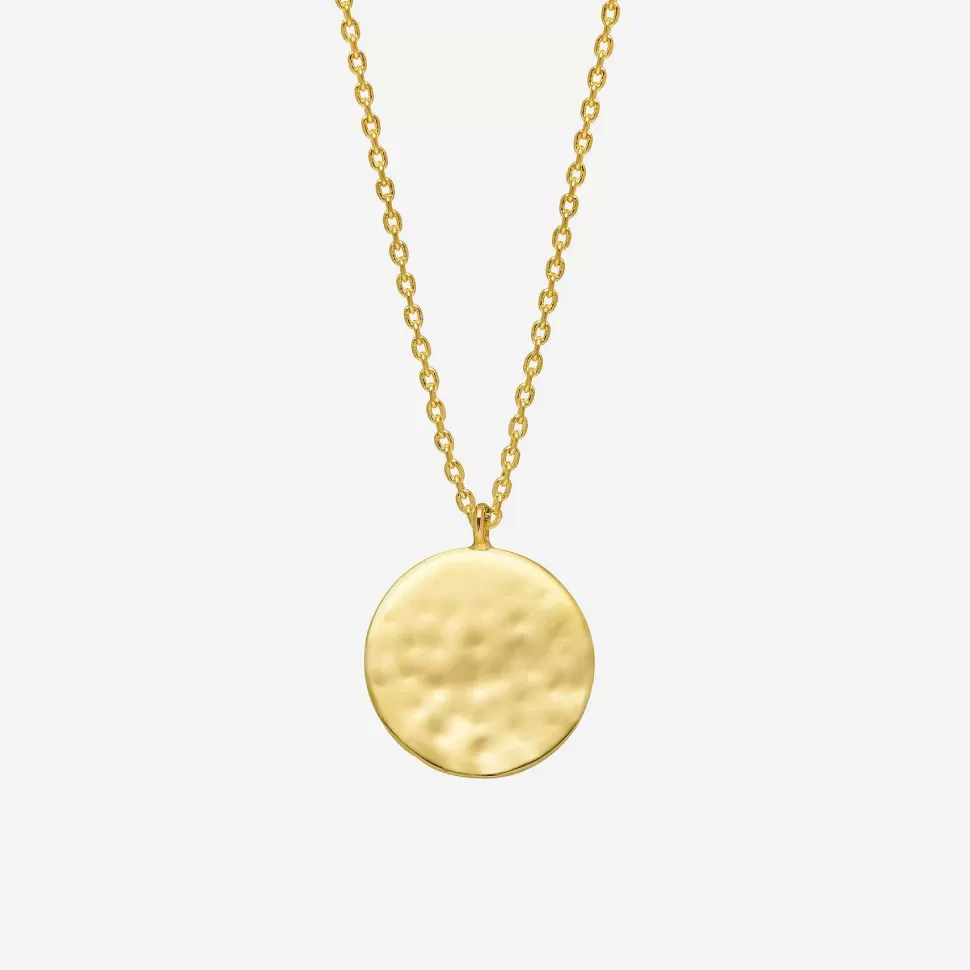 Store Gold Plated Hammered Disc Pendant Necklace Necklaces