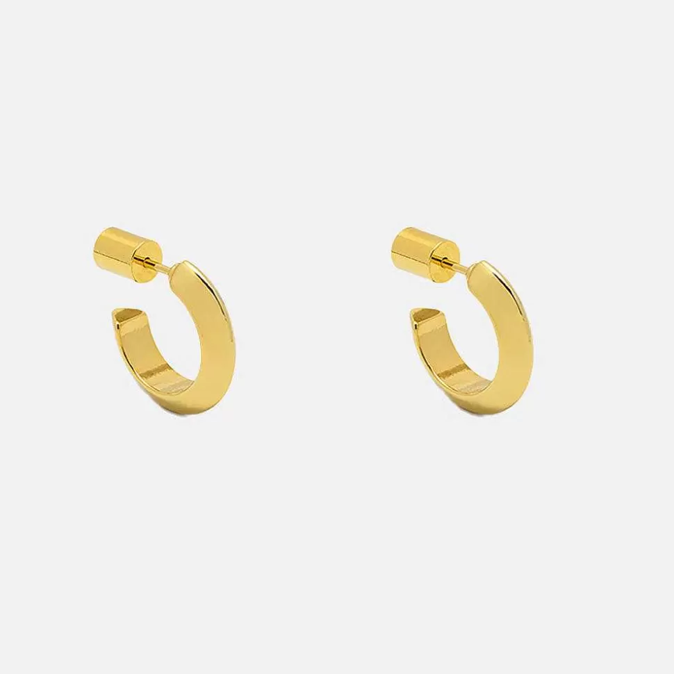 Flash Sale Gold Plated Mini Edge Hoop Earrings Earrings