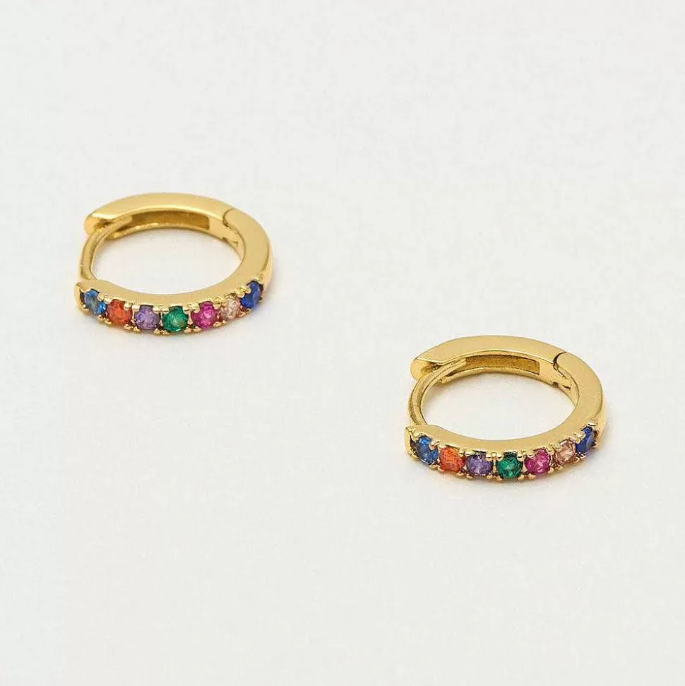 Best Sale Gold Plated Rainbow Huggie Hoop Earrings Earrings