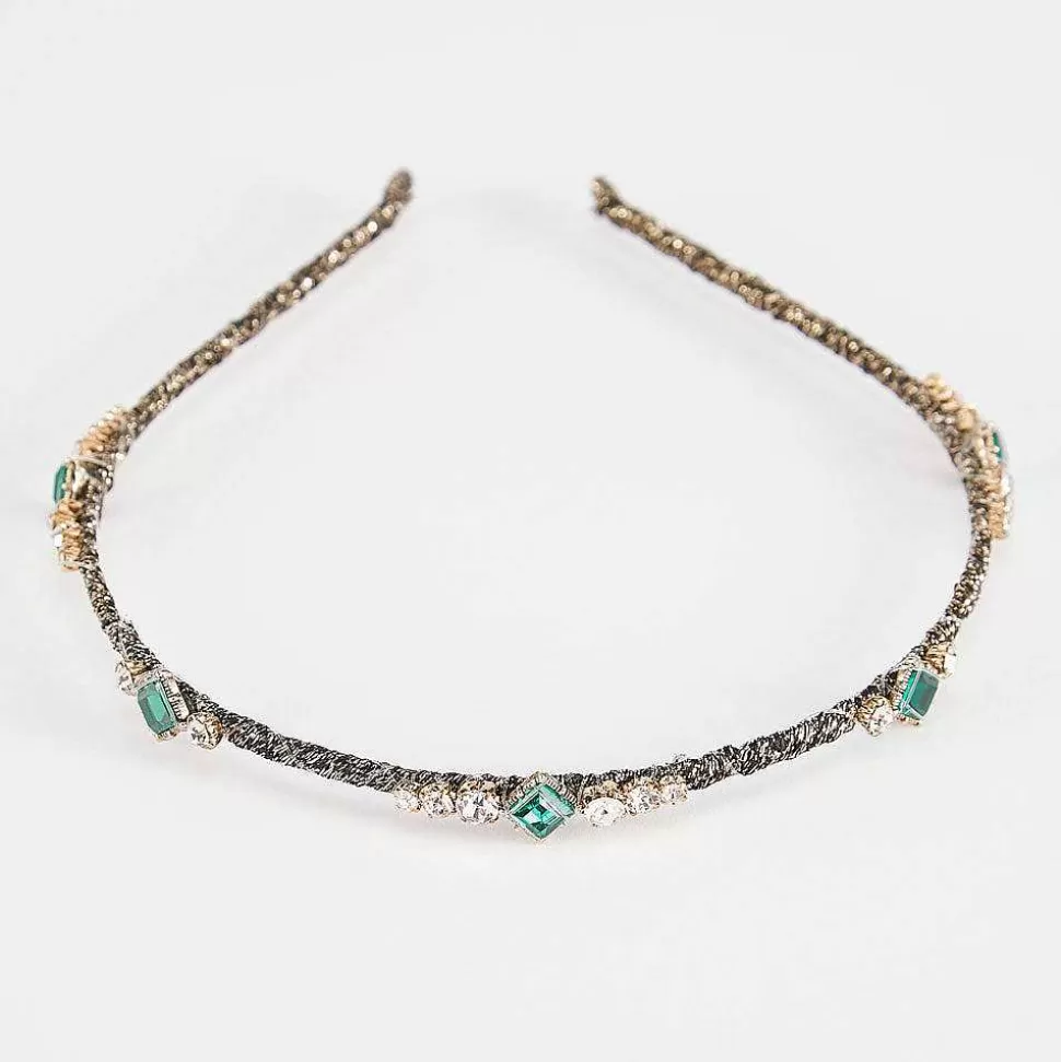 Fashion Gold/Emerald Crystal Thin Headband Headbands