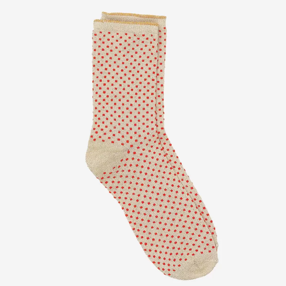 Flash Sale Gold/Red Small Dot Sparkle Socks Socks