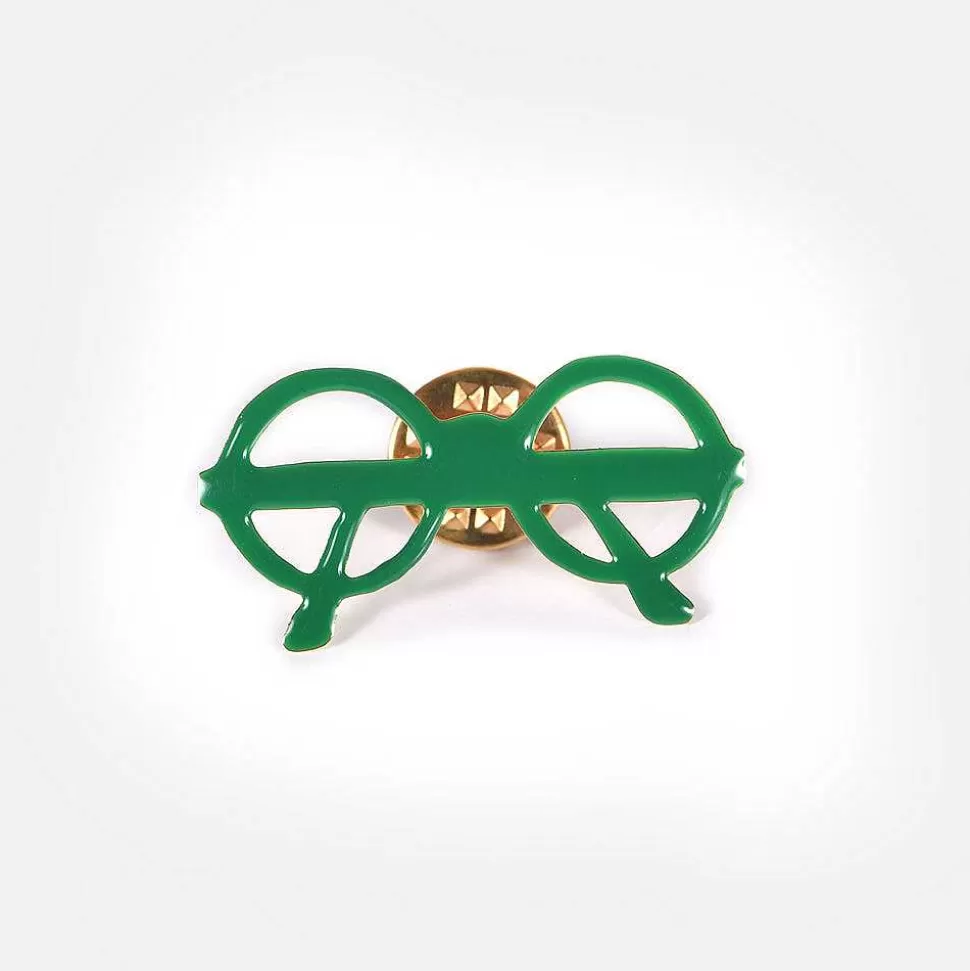 Fashion Green Glasses 24K Gold Gilded Micro Brooch Brooches