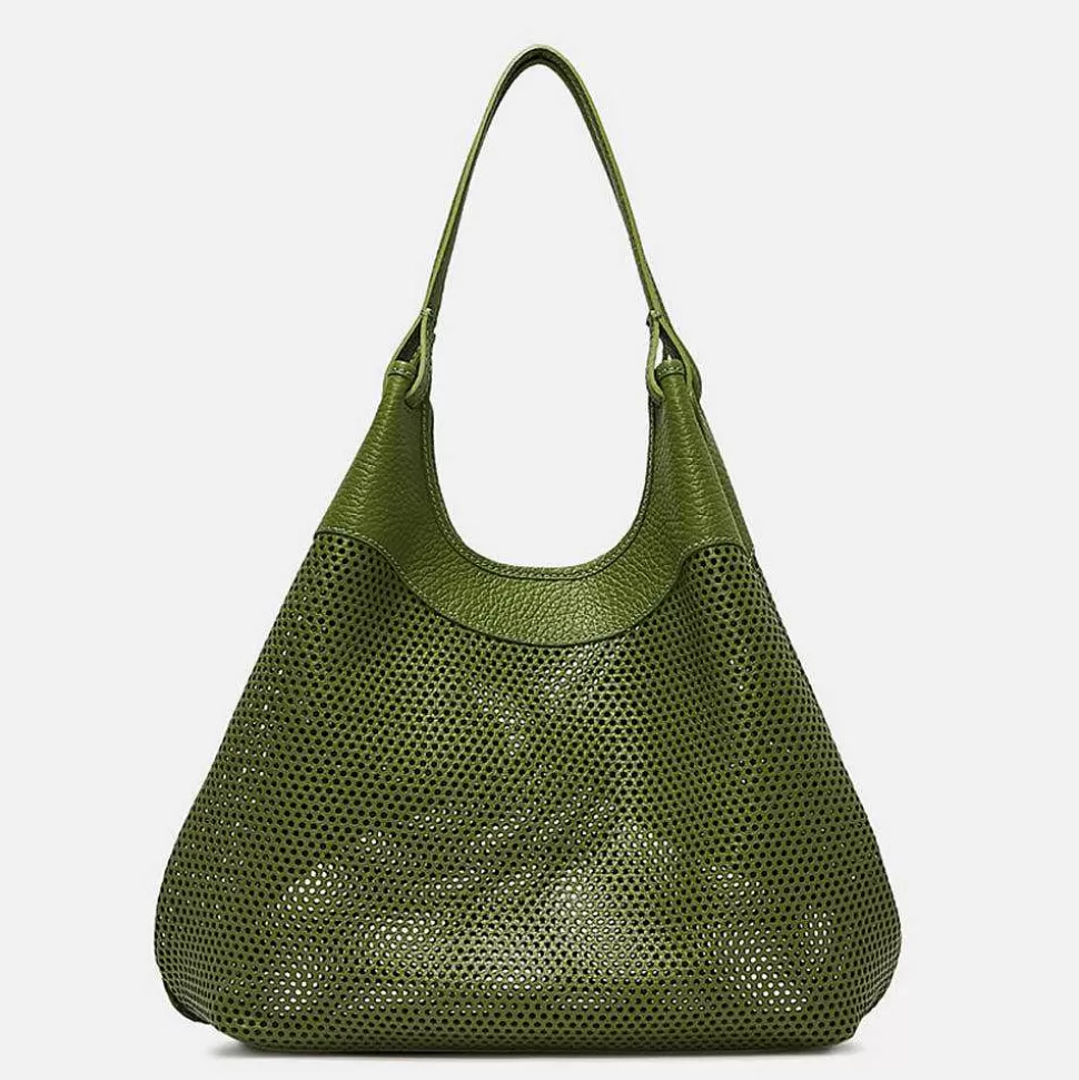 Outlet Green Leather Cut Out Dua Tote Bag Colourful Bags