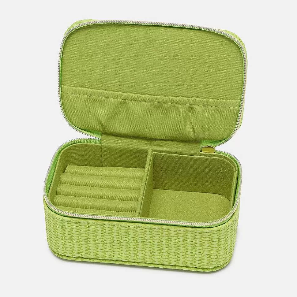 Outlet Green Rattan Mini Jewellery Box Travel Accessories