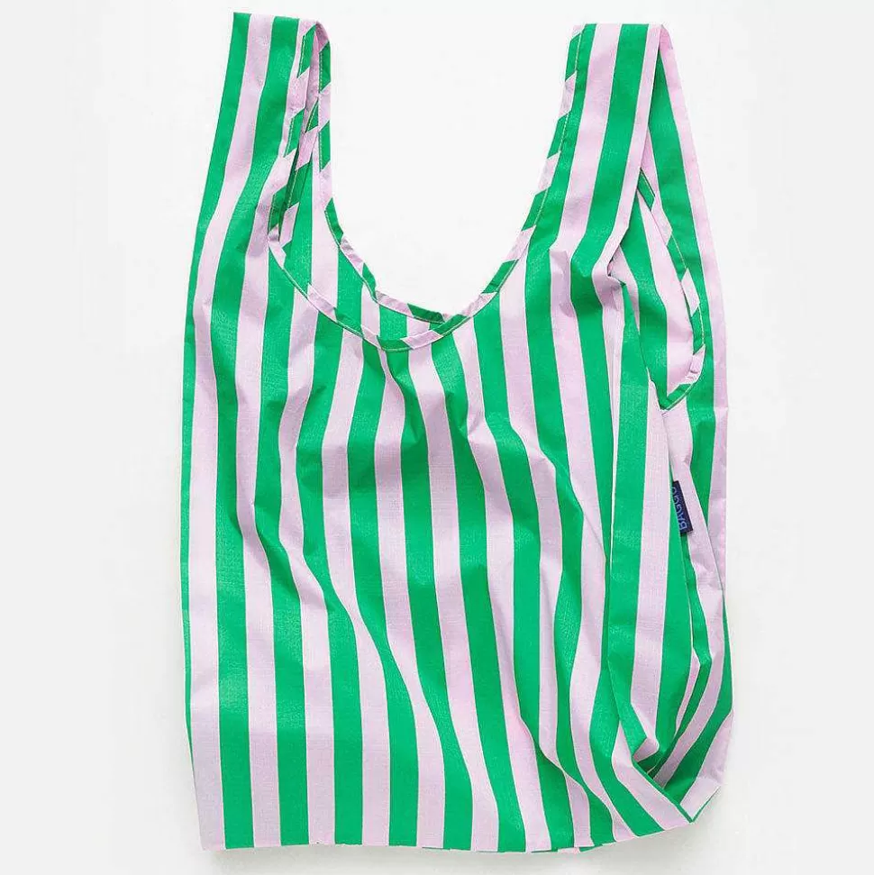 Clearance Green Stripe Shopper Bag Foldaway Shopper Bags & Lunch Bags