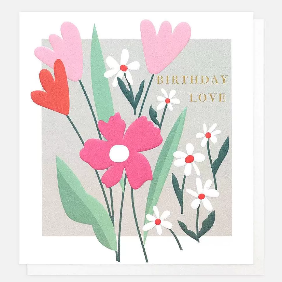 Cheap Grey Floral Birthday Card For Her