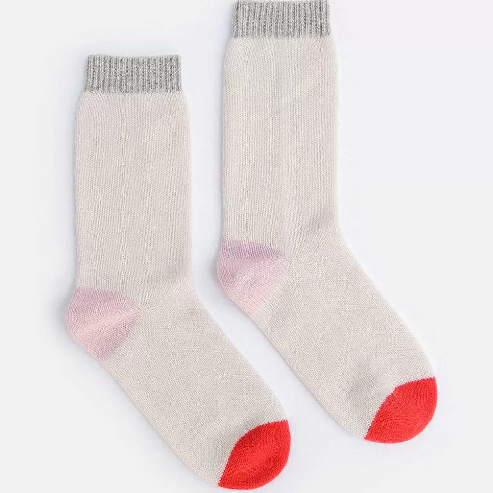 Cheap Grey/Natural/Pale Pink/Coral Cashmere Bedsocks Socks