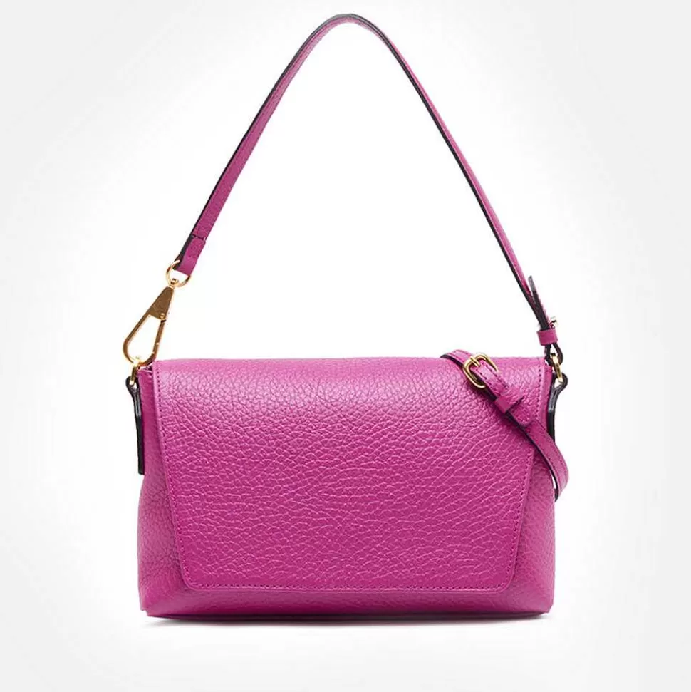 Shop Hot Pink Leather Brooke Flap Bag Colourful Bags