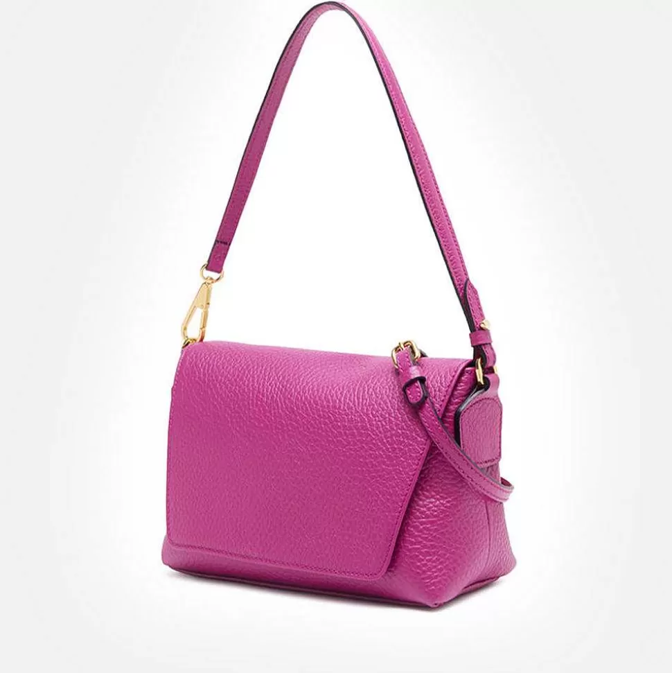 Shop Hot Pink Leather Brooke Flap Bag Colourful Bags