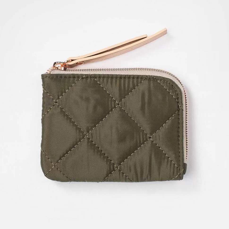 Cheap Khaki Quilted Corner Purse Travel Accessories