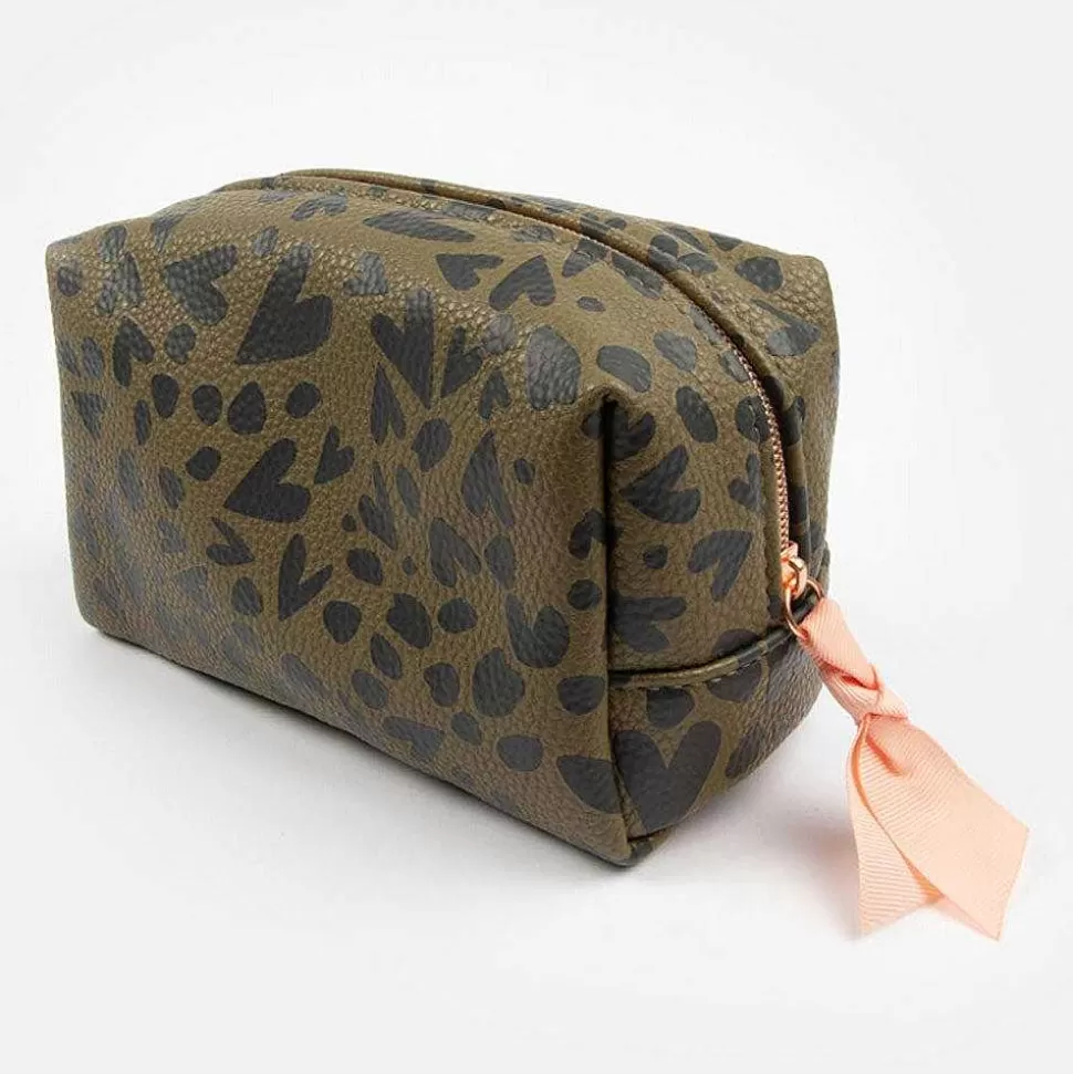 Discount Khaki/Black Heart Cube Cosmetic Bag Cosmetic Bags & Wash Bags