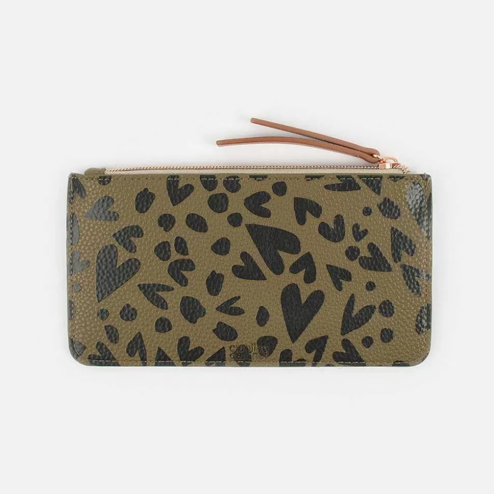 Discount Khaki/Black Heart Long Patch Purse Card Holders