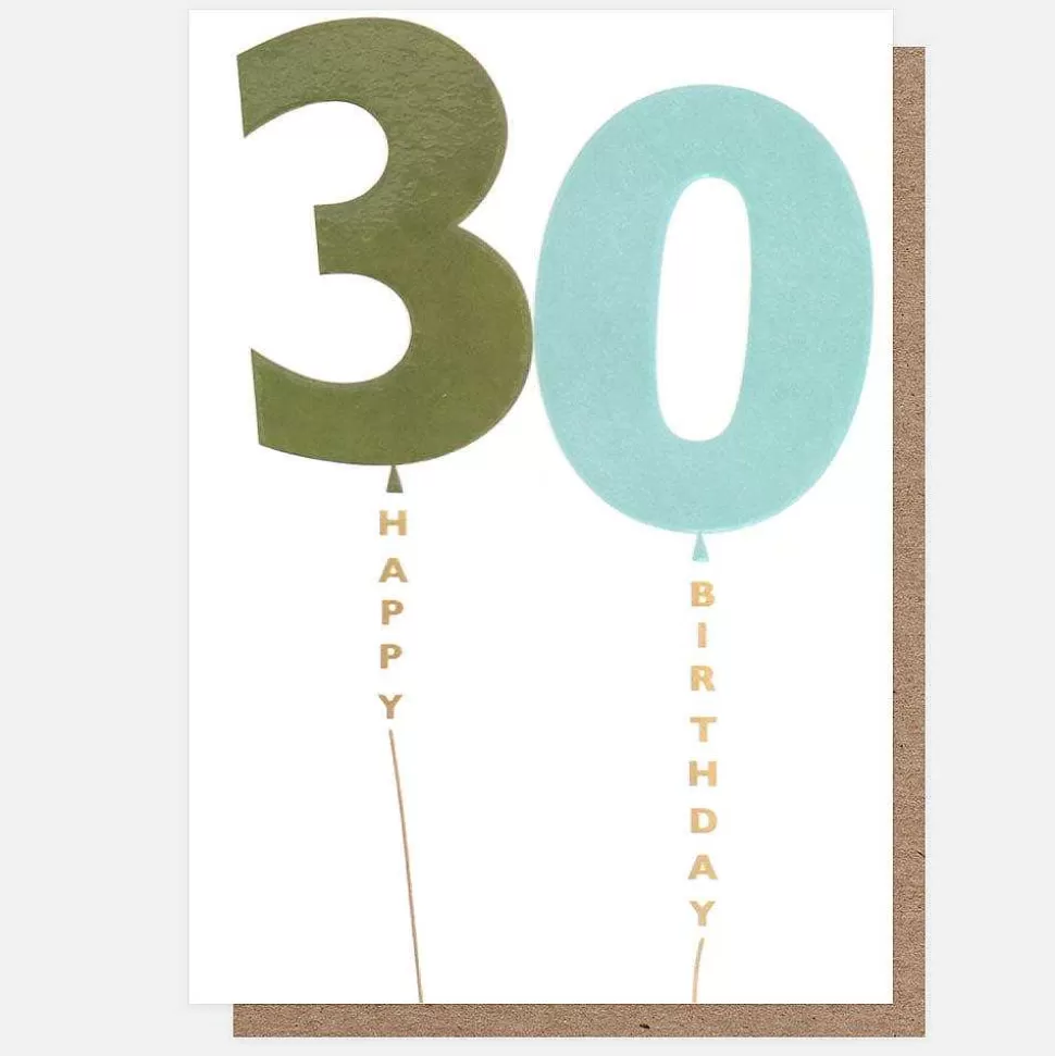 Best Khaki/Blue Balloon 30Th Birthday Card By Age