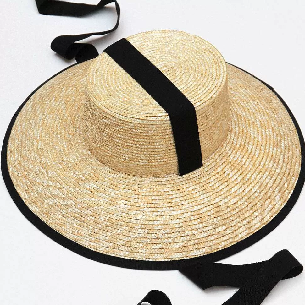 Flash Sale Large Straw Hat With Ribbons Hats & Caps