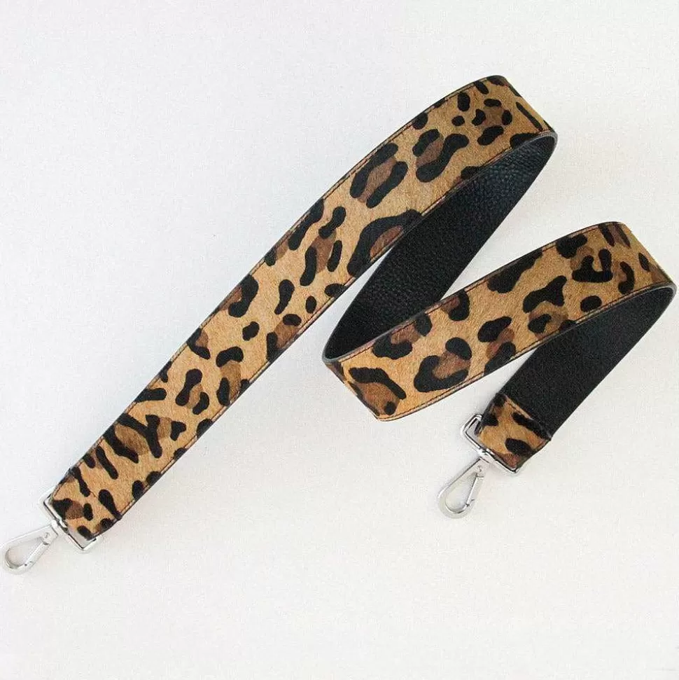 Shop Leopard Print Leather Long Wide Handbag Strap Leather Straps