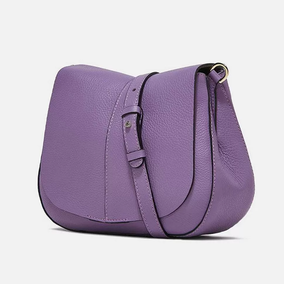 Fashion Lilac Leather Helena Saddle Bag Colourful Bags