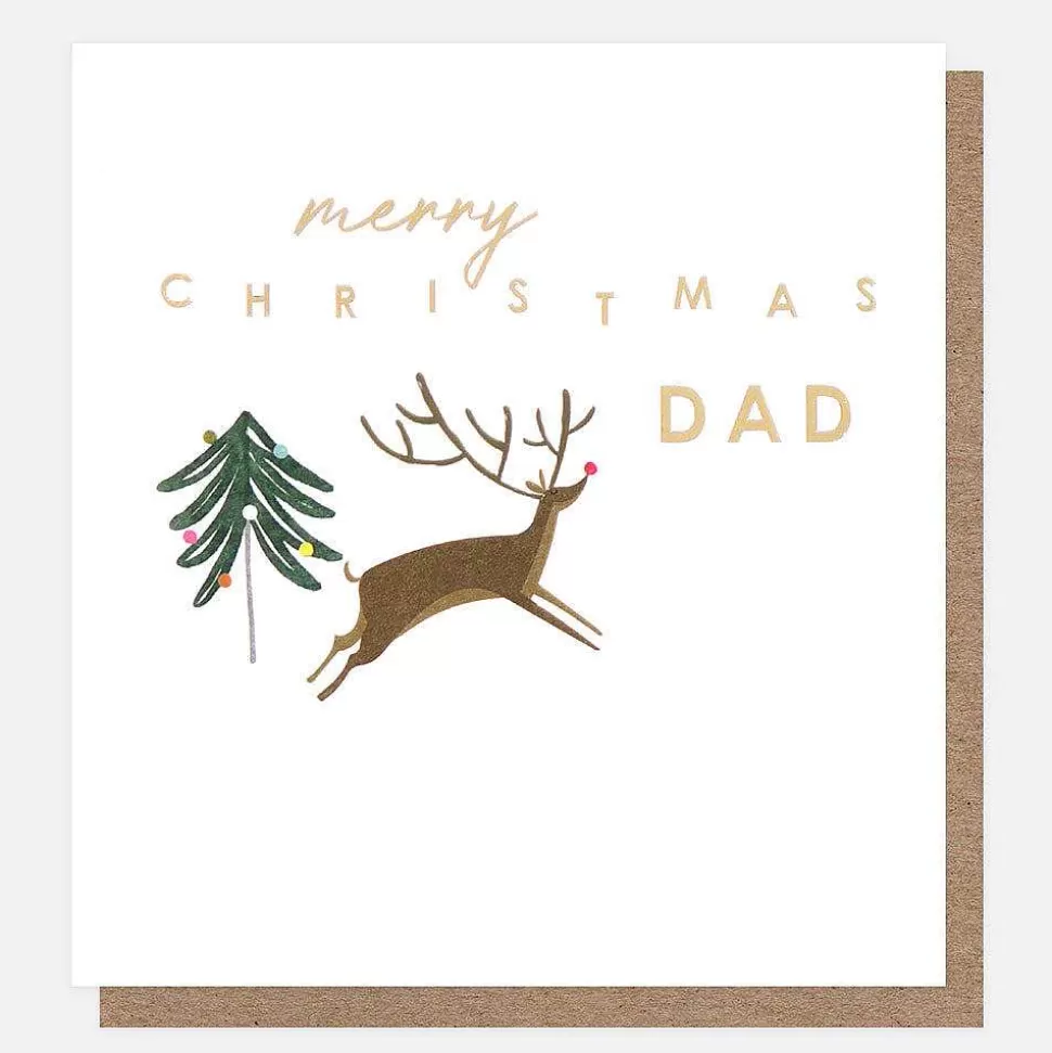 Cheap Merry Christmas Dad Reindeer & Tree Card Christmas Cards