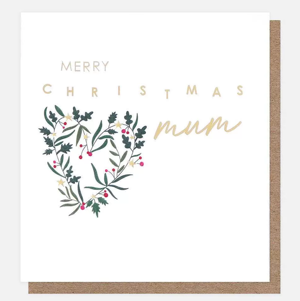 Cheap Merry Christmas Mum Heart Wreath Card Christmas Cards