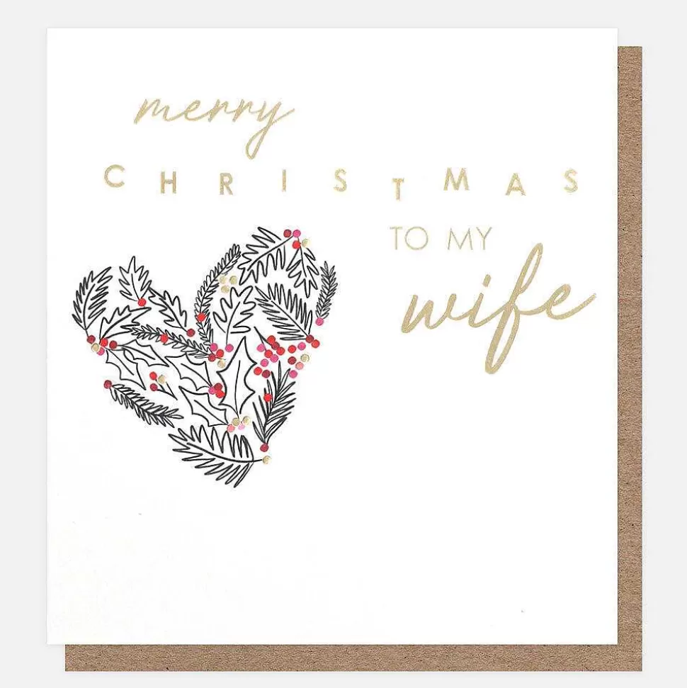 Sale Merry Christmas To My Wife Leafy Heart Card Christmas Cards