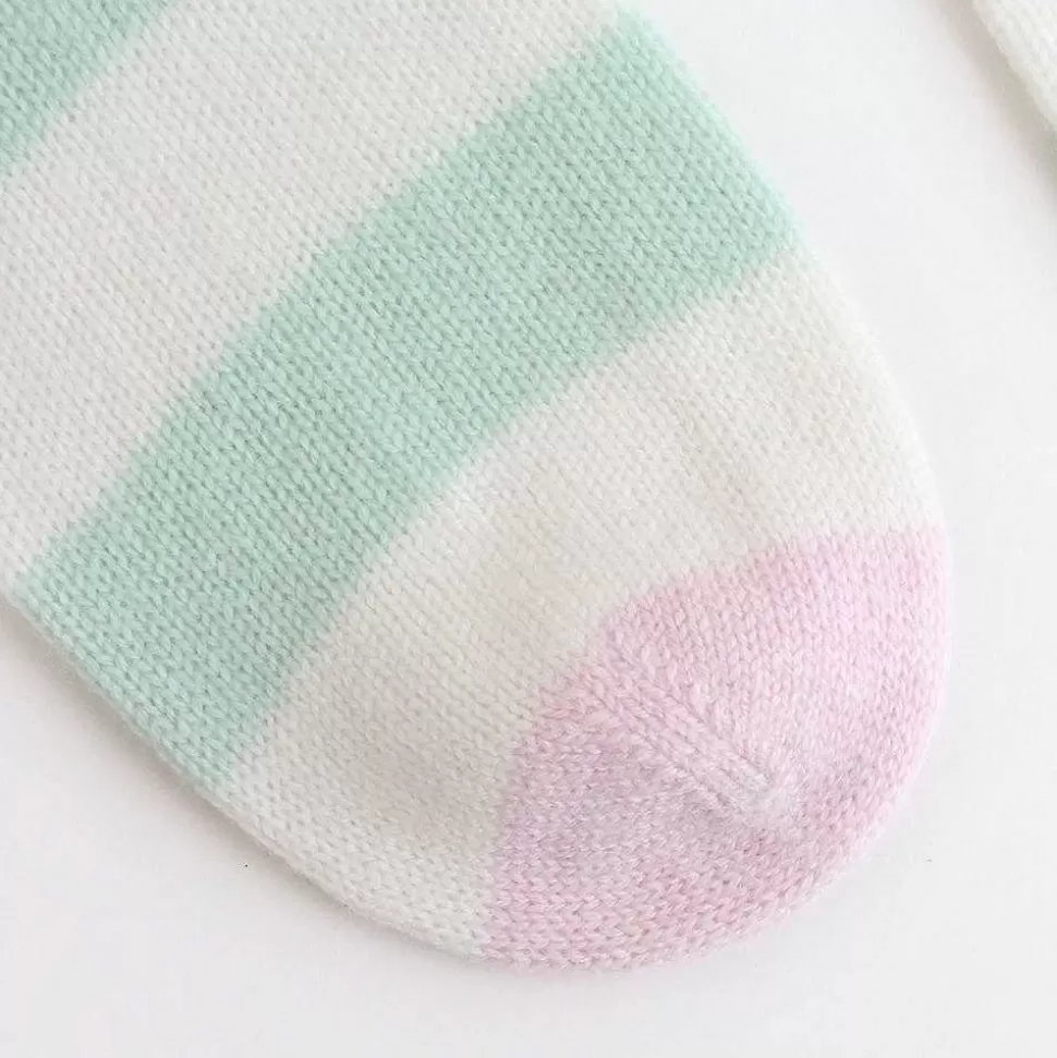 Best Mint/Cream Stripe Cashmere Bedsocks Socks