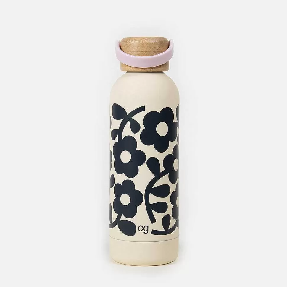 Discount Mono Floral Metal Water Bottle Drinkware