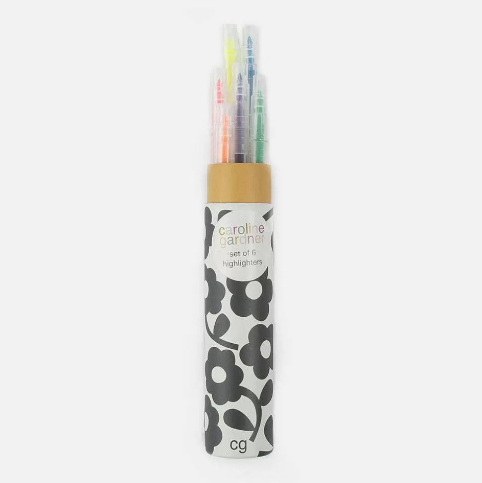 Discount Mono Floral Set Of 6 Highlighters Pens