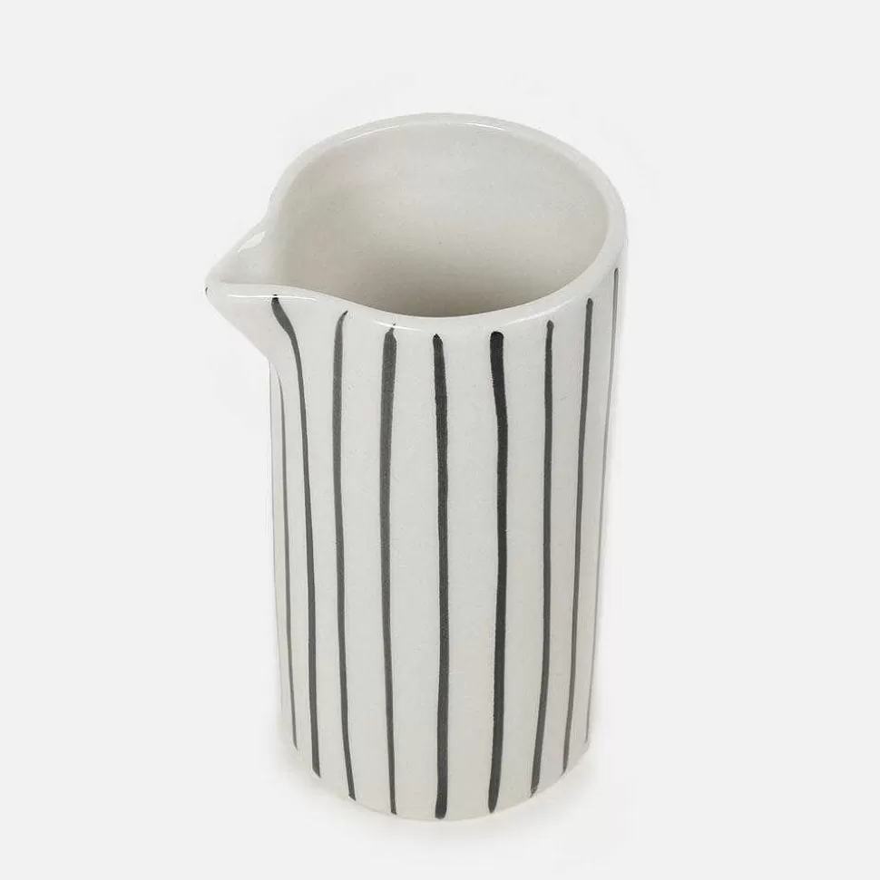 Hot Mono Stripe Hand Painted Stoneware Milk Jug Home Office
