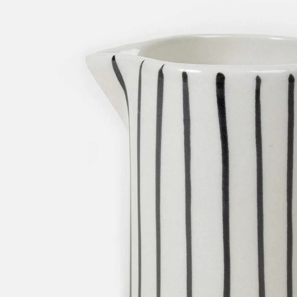 Hot Mono Stripe Hand Painted Stoneware Milk Jug Home Office