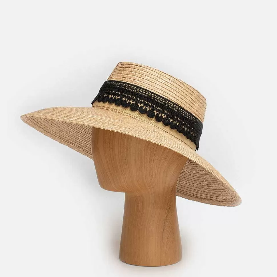 Hot Natural Lace Trim Straw Hat Hats & Caps