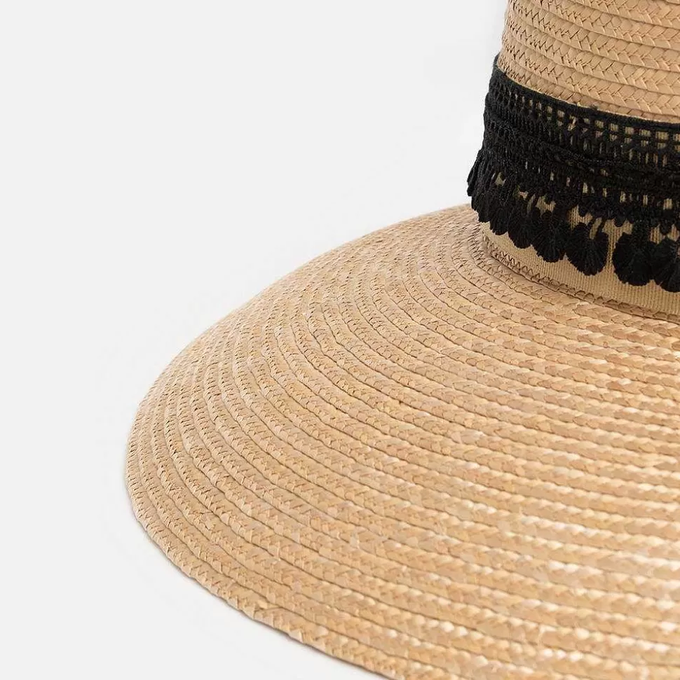 Hot Natural Lace Trim Straw Hat Hats & Caps