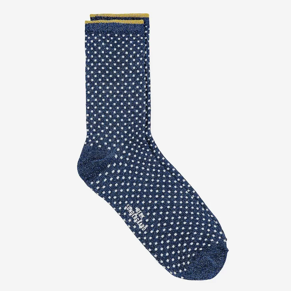 Cheap Navy Blue Small Dot Sparkle Socks Socks