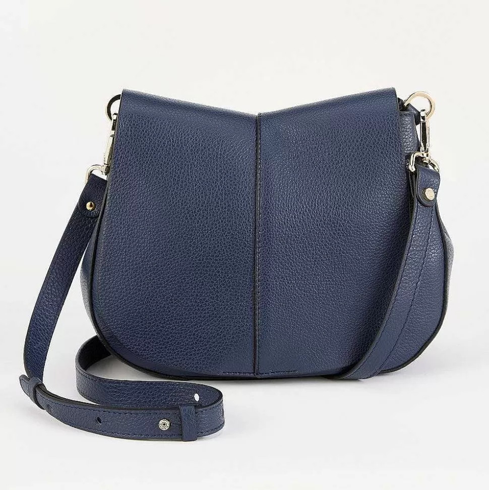 Fashion Navy Leather Helena Saddle Bag Shoulder Bags