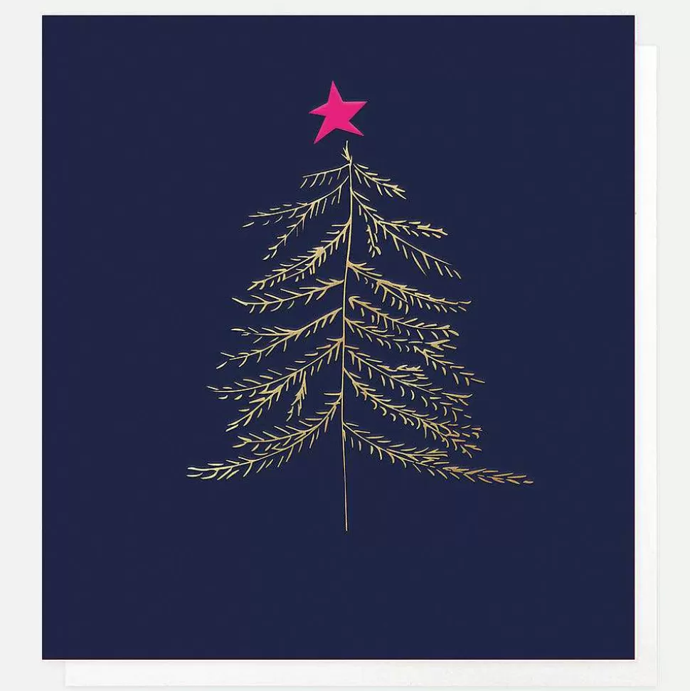 Hot Navy/Gold Tree Personalised Christmas Cards Christmas Cards