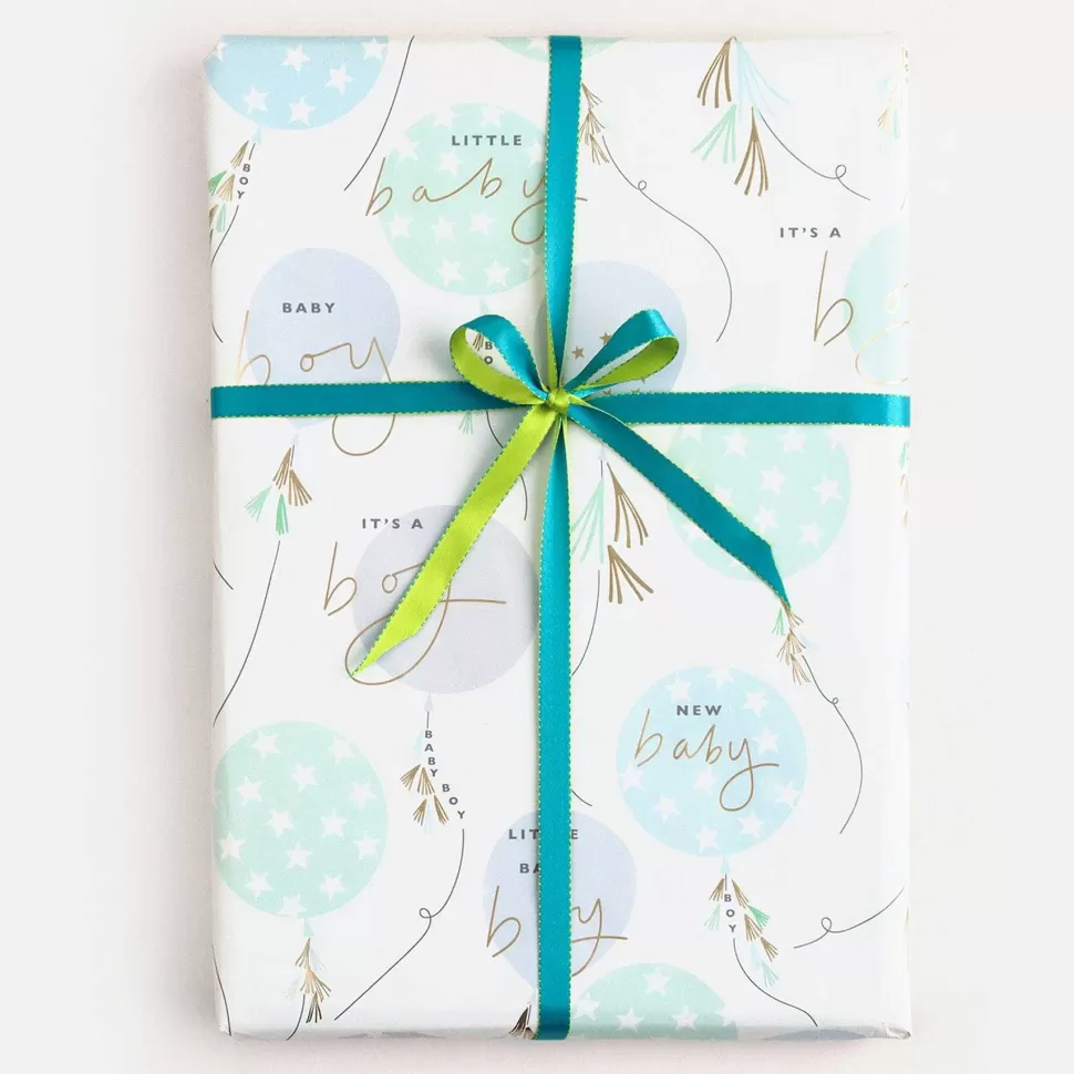Cheap New Baby Boy Balloons Wrapping Paper Wrapping Paper