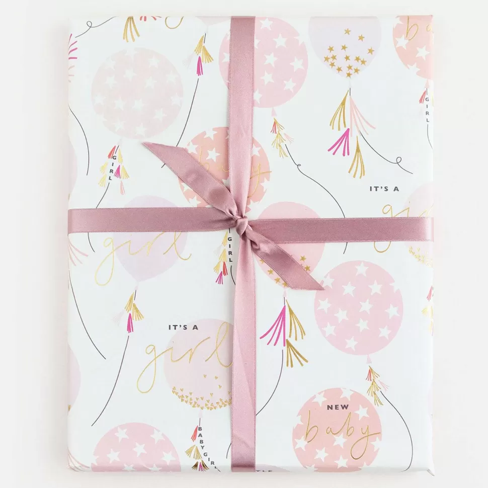 Clearance New Baby Girl Balloons Wrapping Paper Wrapping Paper