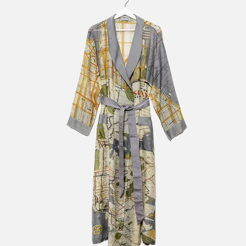 Best Sale New York Map Lightweight Dressing Gown Dressing Gowns