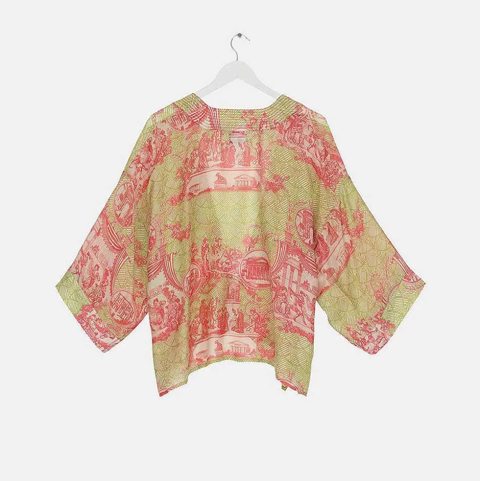 Online Olive Ancient Columns Short Kimono Kimonos